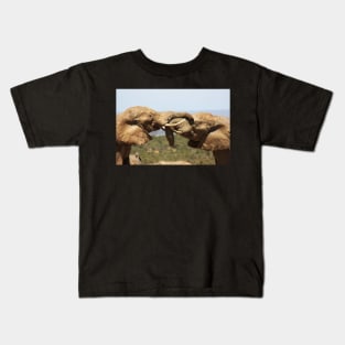 African Wildlife Photography Elephant Tussle Kids T-Shirt